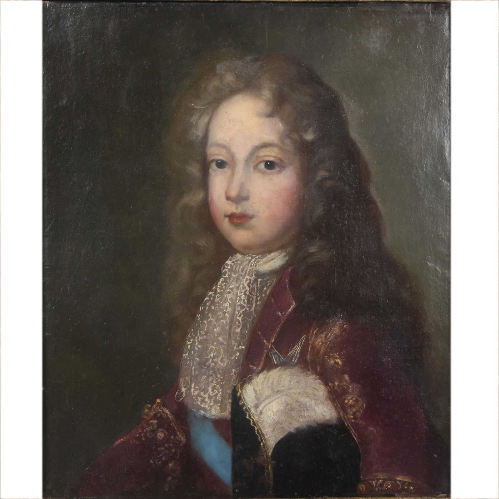 Painting, French School (18th century): French School (18th century), Portrait of a Young Boy (Possibly Louis XV), oil on canvas, unsigned, canvas: 16"h x 13"w, overall (with frame): 21.5"h x 18"w
