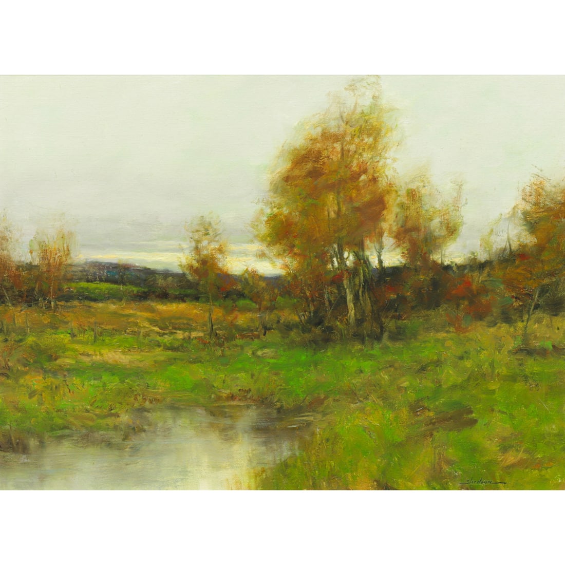 Painting, Dennis Sheehan: Dennis Sheehan (American, b. 1950), Untitled (Clouds Over The Valley), oil on canvas, signed lower right, canvas: 18"h x 24"w, overall (with frame): 27"h x 33"w