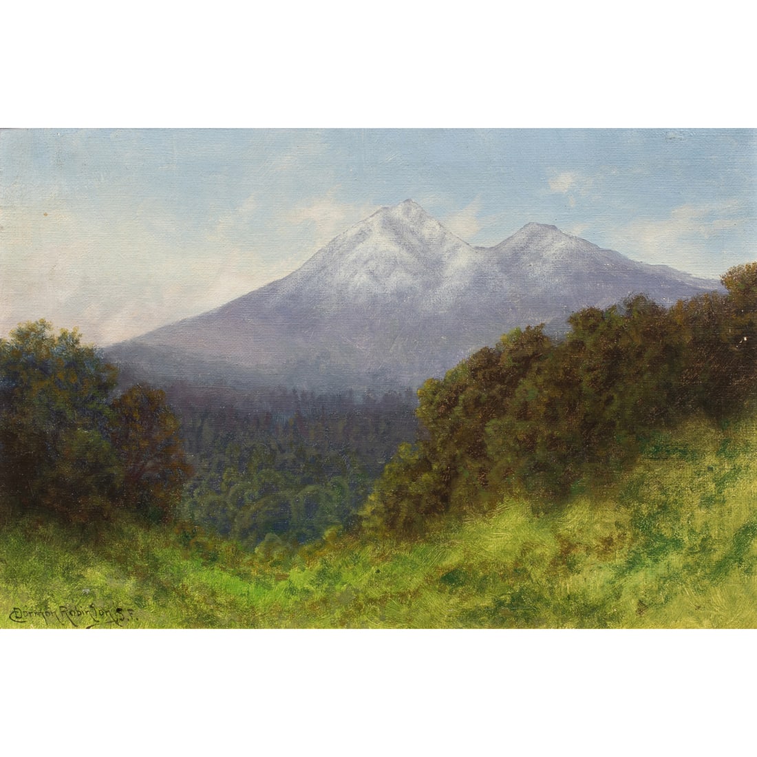 Painting, Charles Dormon Robinson: Charles Dormon Robinson (American, 1847-1933), Mount Tamalpais, oil on canvas, signed lower left, canvas: 12"h x 18"w, overall (with frame): 16.75"h x 22.75"w