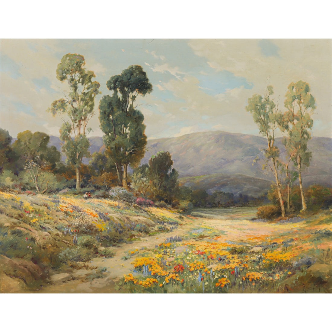 Painting, Angel de Service Espoy: Angel de Service Espoy (American, 1879-1963), California Hills, oil on canvas, signed lower right, canvas: 34"h x 44"w, overall (with frame): 38.5"h x 48.75"w