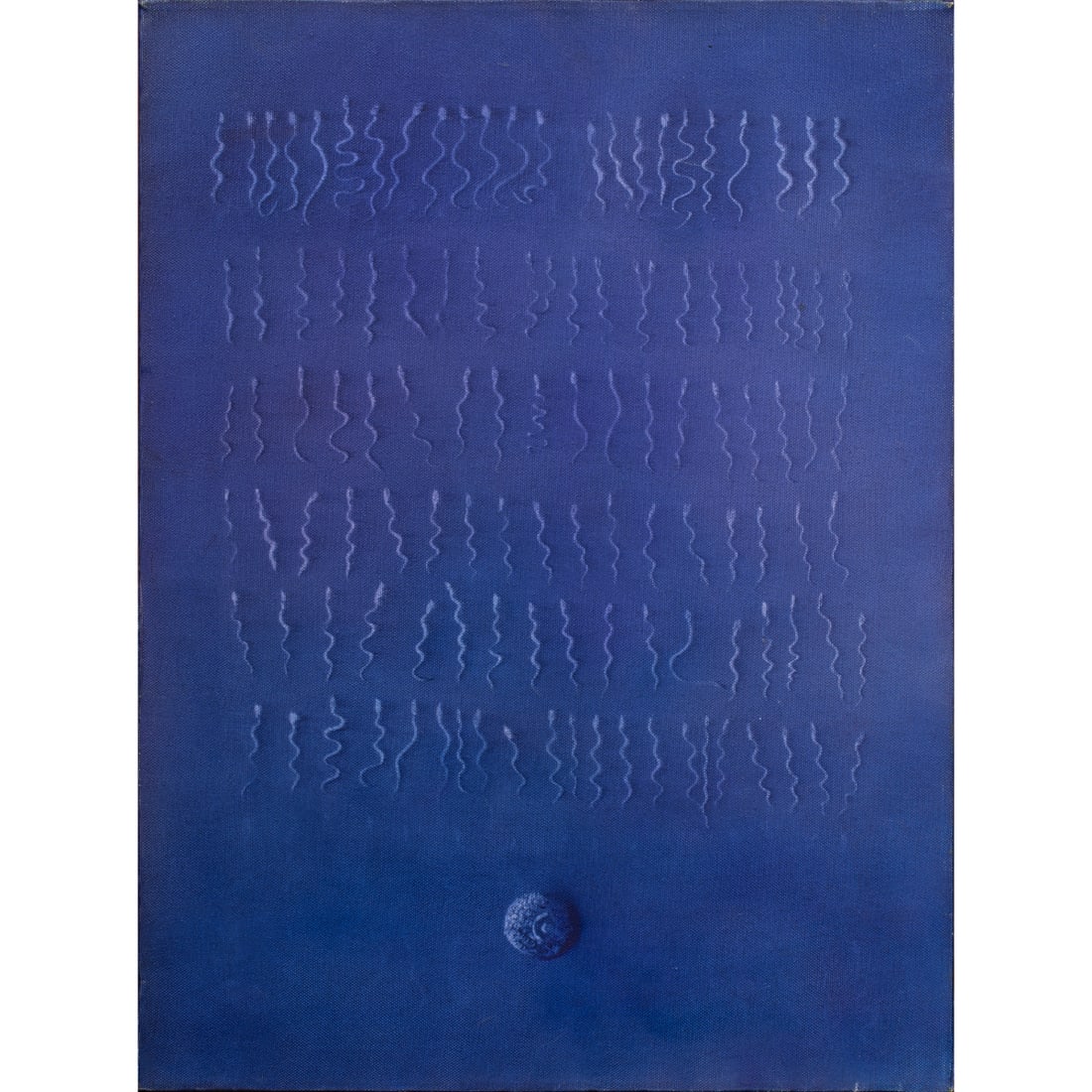 Painting, Stefan Kurten: Stefan Kurten (German, b. 1963), "Egg, Sperm," 1991, oil on canvas, signed, titled, and dated verso, canvas (unframed): 20"h x 16"w