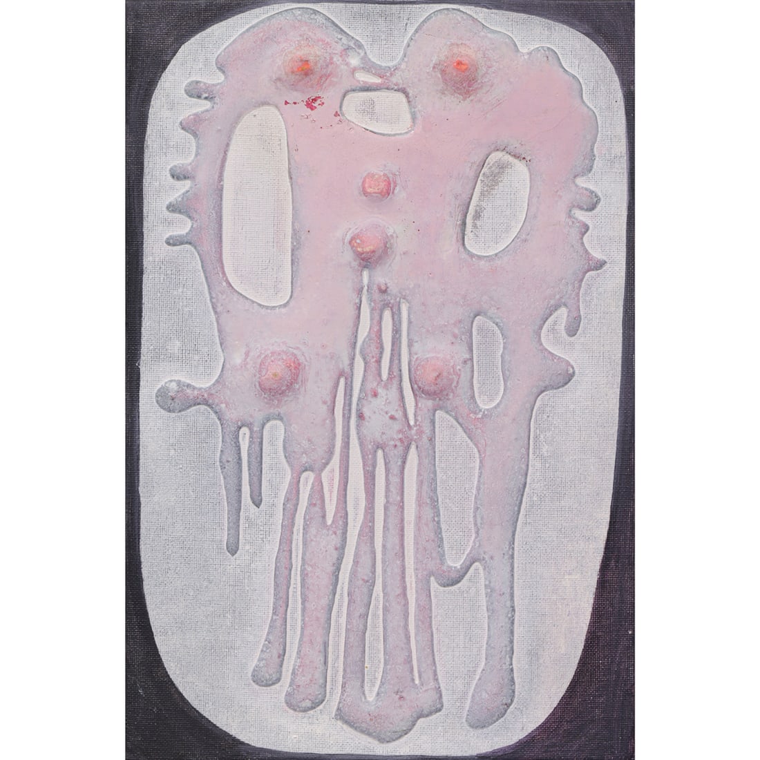 Painting, Yiannis Maltezos: Yiannis Maltezos (Greek, 1915-1987), "Composition 842," acrylic and mixed media on canvas, canvas: 12.75"h x 8.5"w, overall (with frame): 13.25"h x 9"w