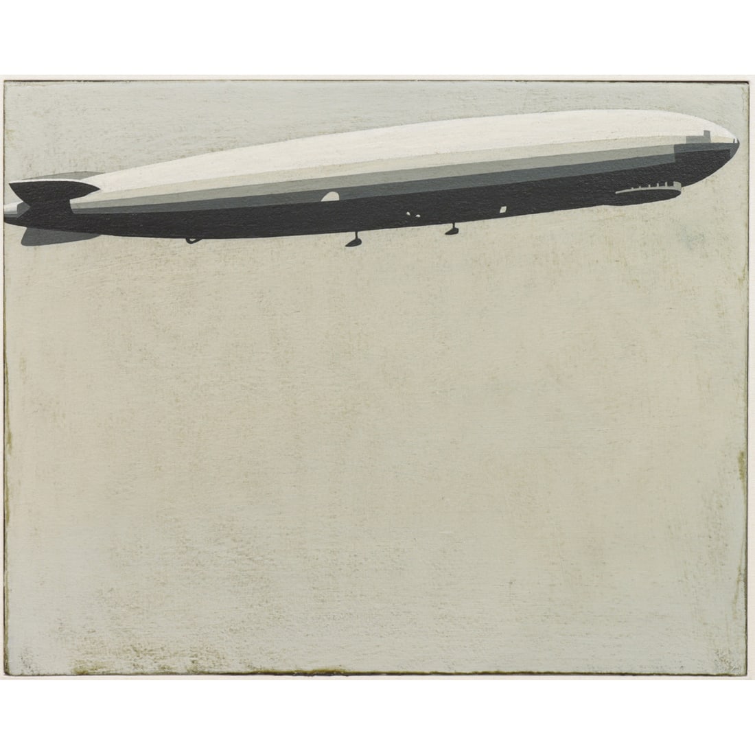 Painting, William Steiger: William Steiger (American, b. 1962), "9-11-28 (Dirigible)," 1995, oil on canvas affixed to board, gallery label (Contemporary Realist Gallery, San Francisco, CA) affixed verso, board: 16"h x 20"w,