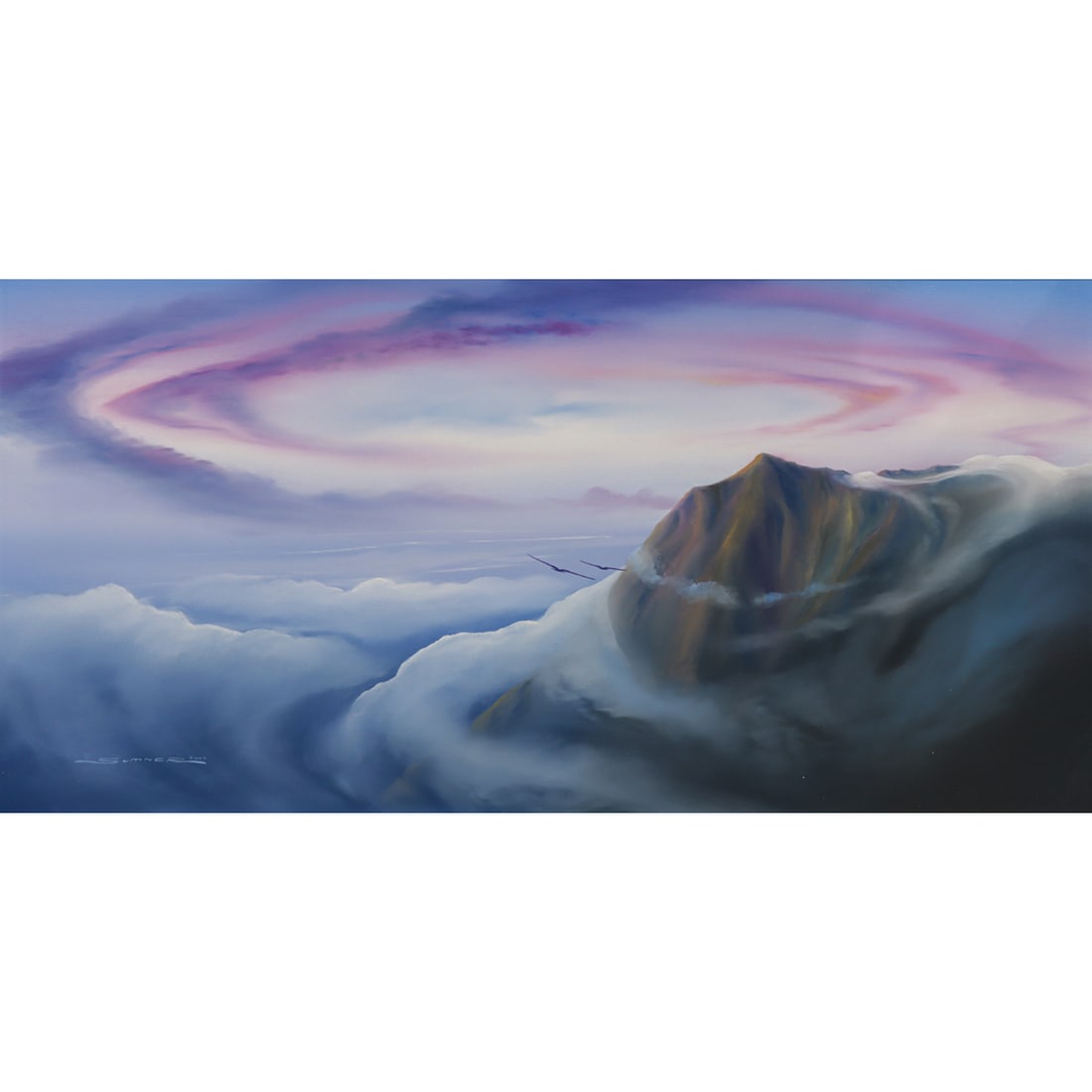 Painting, George Sumner: George Sumner (American, b. 1940), Mt. Tamalpais, 2000, oil on canvas, signed and dated lower left, canvas: 24"h x 48"w, overall (with frame): 30.5"h x 54.5"w