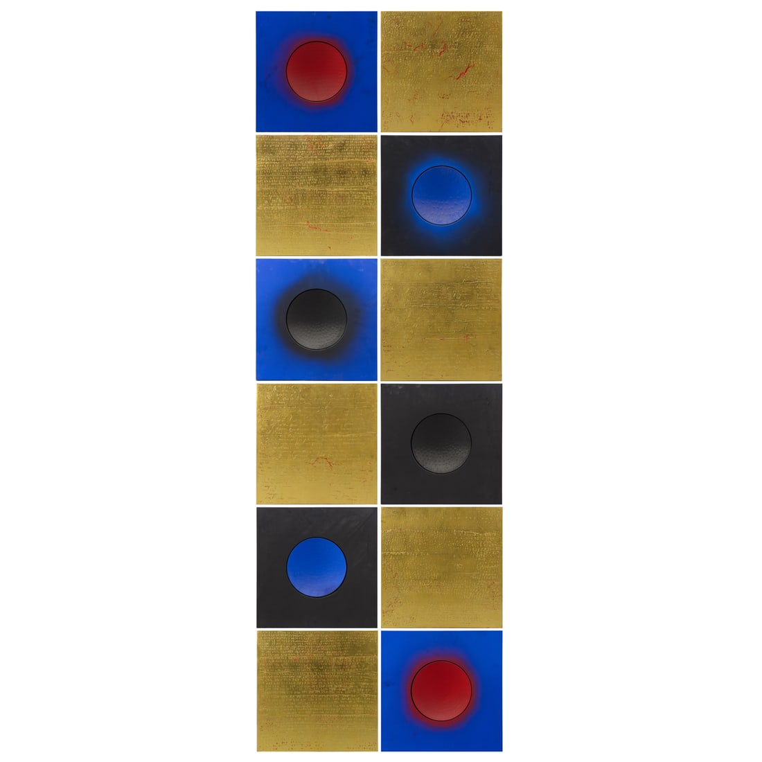 Mixed Media, Lita Albuquerque: (lot of 12) Lita Albuquerque (American, b. 1946), Untitled, 1993-1995, mixed media with gold leaf and pigment on panel, each signed and dated verso, each panel (unframed): 16"h x 16"w