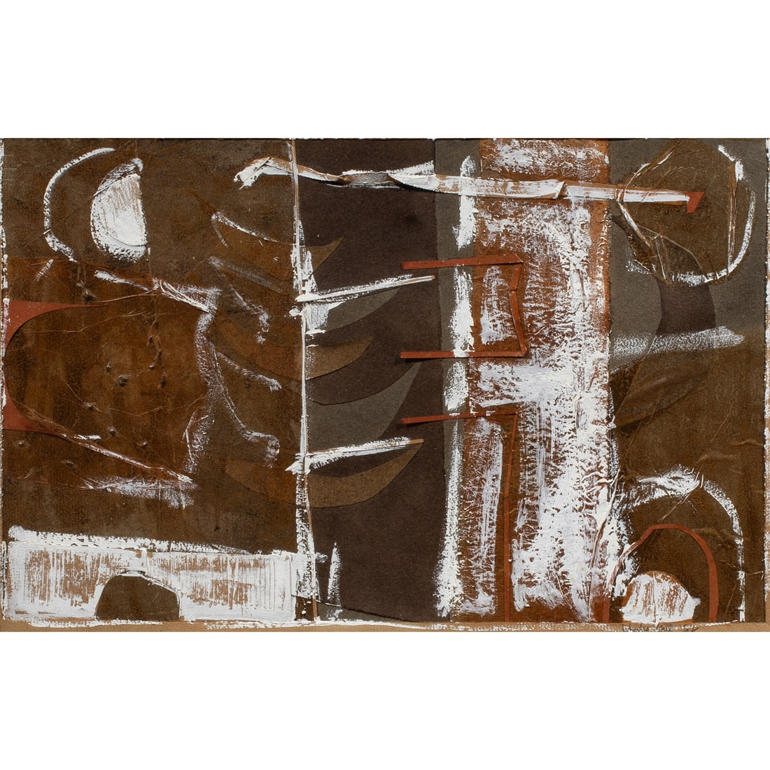 Mixed Media, Charles Gill: Charles Gill (American, b. 1933), "Night Scene," 1952, mixed media on paper, signed and dated lower right, sight: 9.5"h x 14.25"w, overall (with frame): 16"h x 21"w