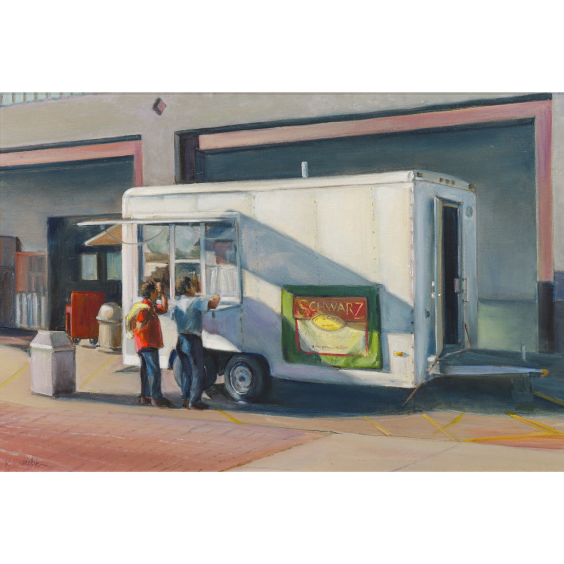 Painting, Barbara Fracchia: Barbara Fracchia (American, 20th/21st century), "Anyone There?," oil on canvas, signed lower left, titled to label verso, canvas: 20"h x 30"w, overall (with frame): 24.75"h x 34.75"w