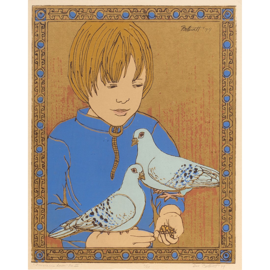 Print, Dorr Bothwell: Dorr Bothwell (American, 1902-2000), "Innocence Series: No. III," 1979, screenprint, pencil signed and dated lower right, titled lower left, edition 2/28, image: 13.75"h x 10"w, overall (with frame):