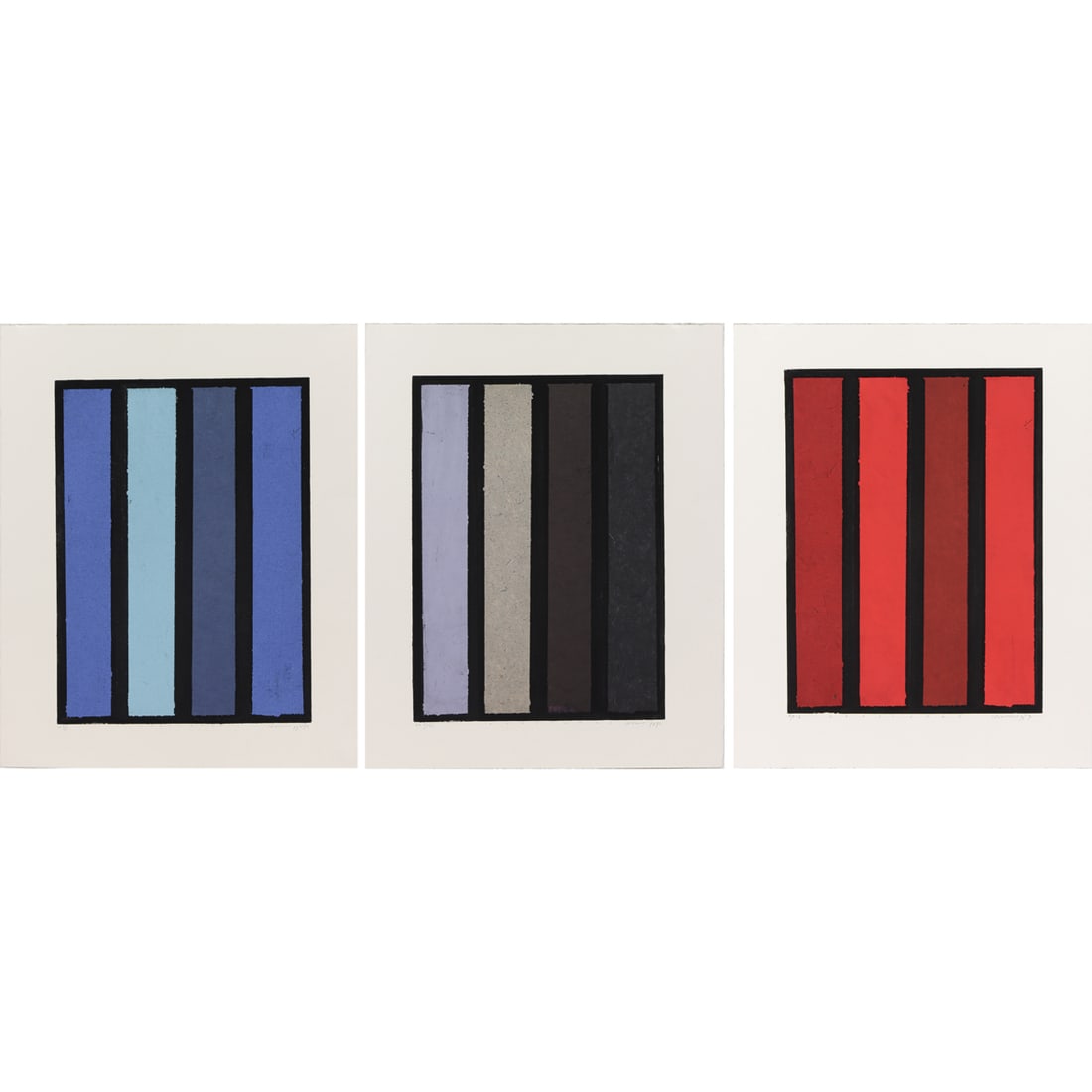 Prints, Chris Knipp: (lot of 3) Chris Knipp (American, 21st century), "Verticals," color etchings, each pencil signed lower right, each titled lower center, one edition AP 2, two editions of 50, image (for each): 19.75"h