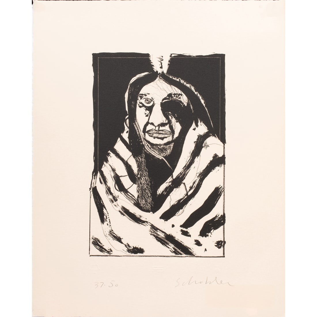 Print and Book, Fritz Scholder: (lot of 2) Fritz Scholder (American, 1937-2005), "Indian in Striped Blanket No. 2" and "Indians" Book, 1972, lithograph and book, lithograph pencil signed lower right, each edition 37/50, sheet