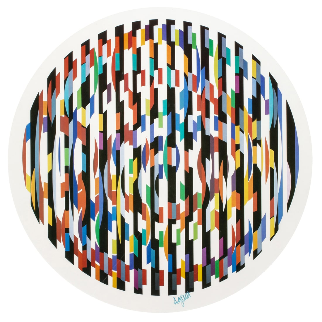 Print, Yaacov Agam: Yaacov Agam (Israeli, b. 1928), Untitled, offset print, pen signed lower center, image: 20"h x 20"w, overall (with frame): 30.5"h x 30.5"w