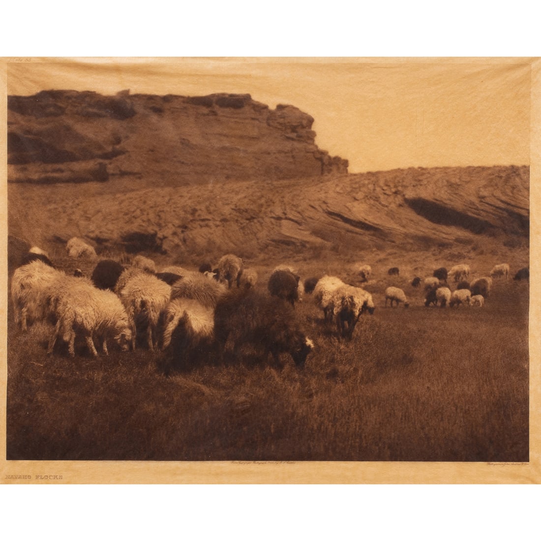 Photograph, Edward S. Curtis: Edward S. Curtis (American, 1868-1952), "Navaho Flocks," 1904, photogravure, image: 12"h x 15.5"w, overall (with frame): 23"h x 27"w