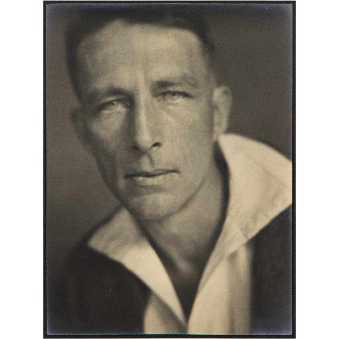 Photograph, Johan Hagemeyer: Johan Hagemeyer (American/Dutch, 1884-1962), "Robinson Jeffers - Poet," 1925, gelatin silver print, pencil signed and dated lower center mat, titled lower left mat, sheet: 9.5"h x 7"w, overall (with