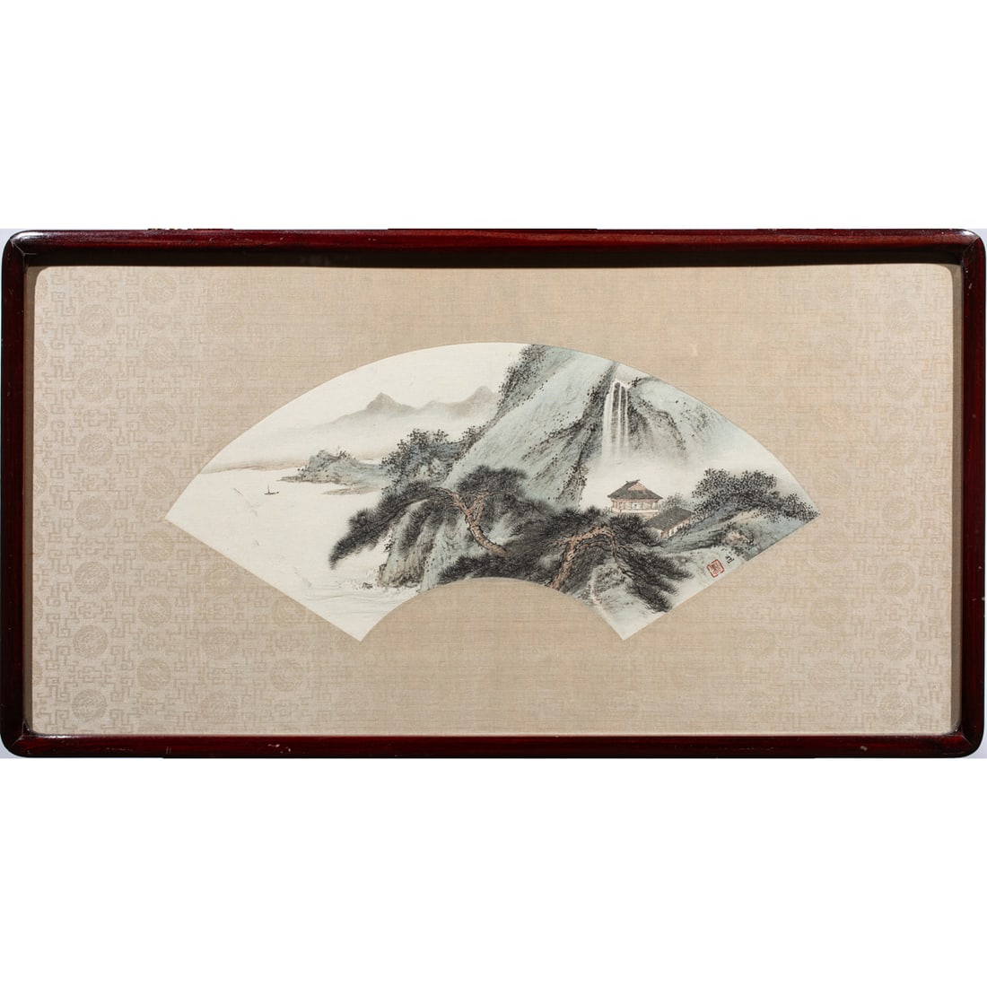 Hu Nianzu (1927-2019) - Landscape: Hu Nianzu (1927-2019) - Landscape. Ink and color on paper, signed sealed, framed and glazed, 6.625"h x 18"w.