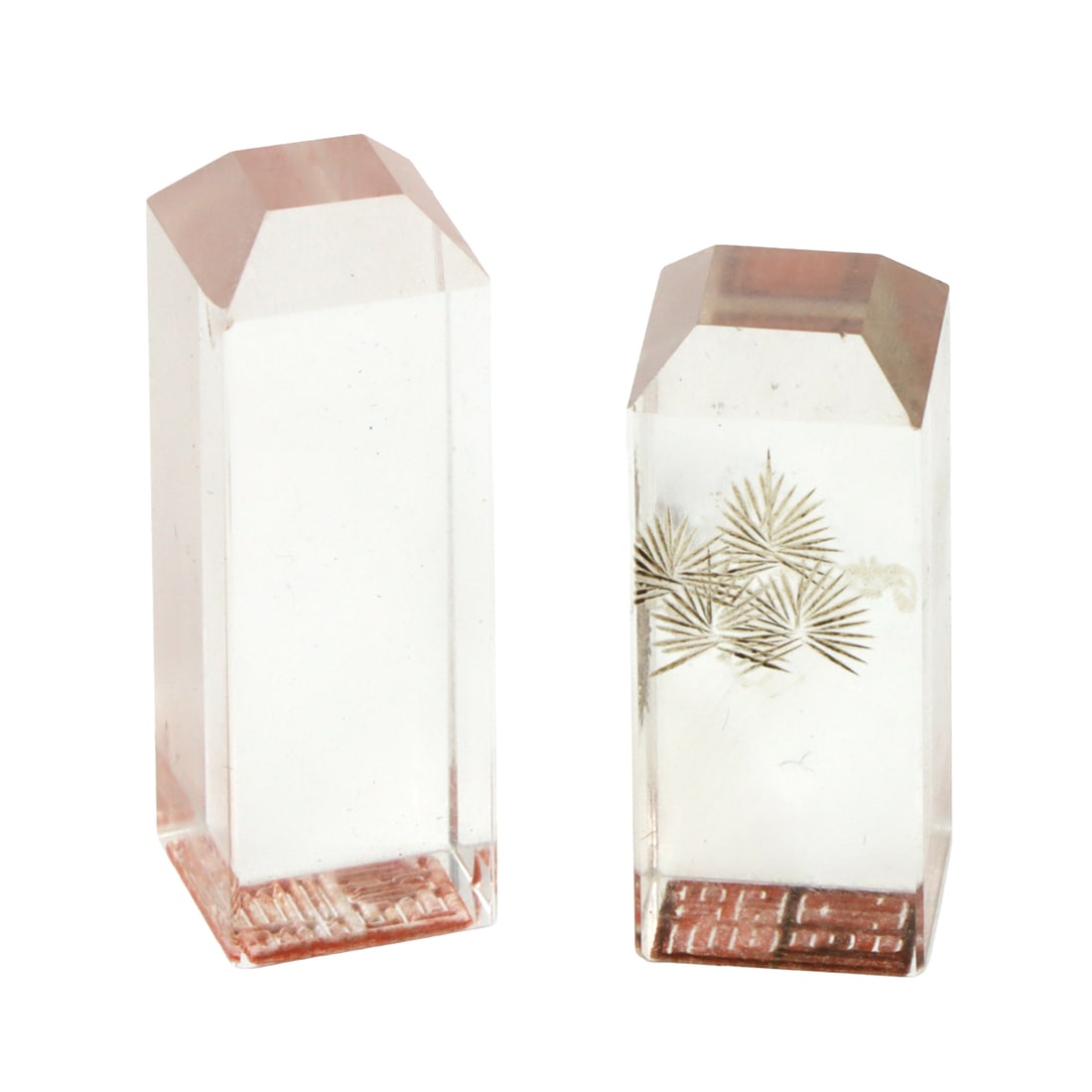 (lot of 2) Chinese rock crystal seals: (lot of 2) Chinese rock crystal seals. Late 19th century, 1.25" and 1.5" high.