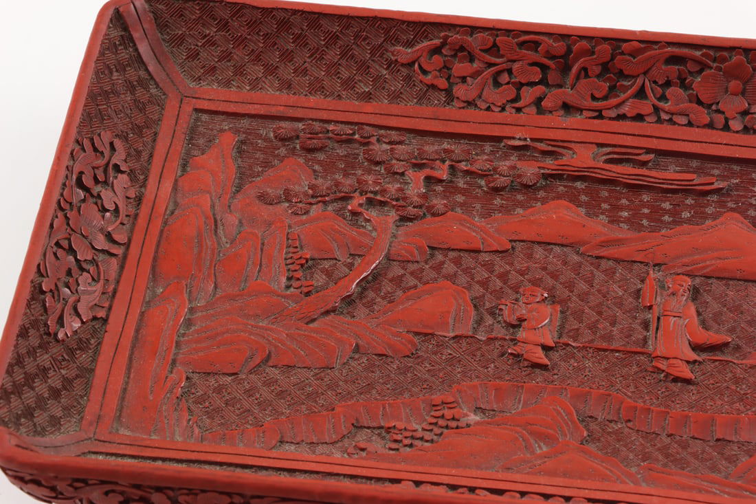 A Chinese cinnabar lacquer rectangular tray - 3