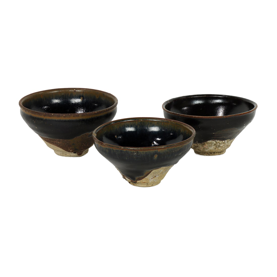 (lot of 3) Chinese Jizhou black glazed tea bowls (1 of 4)