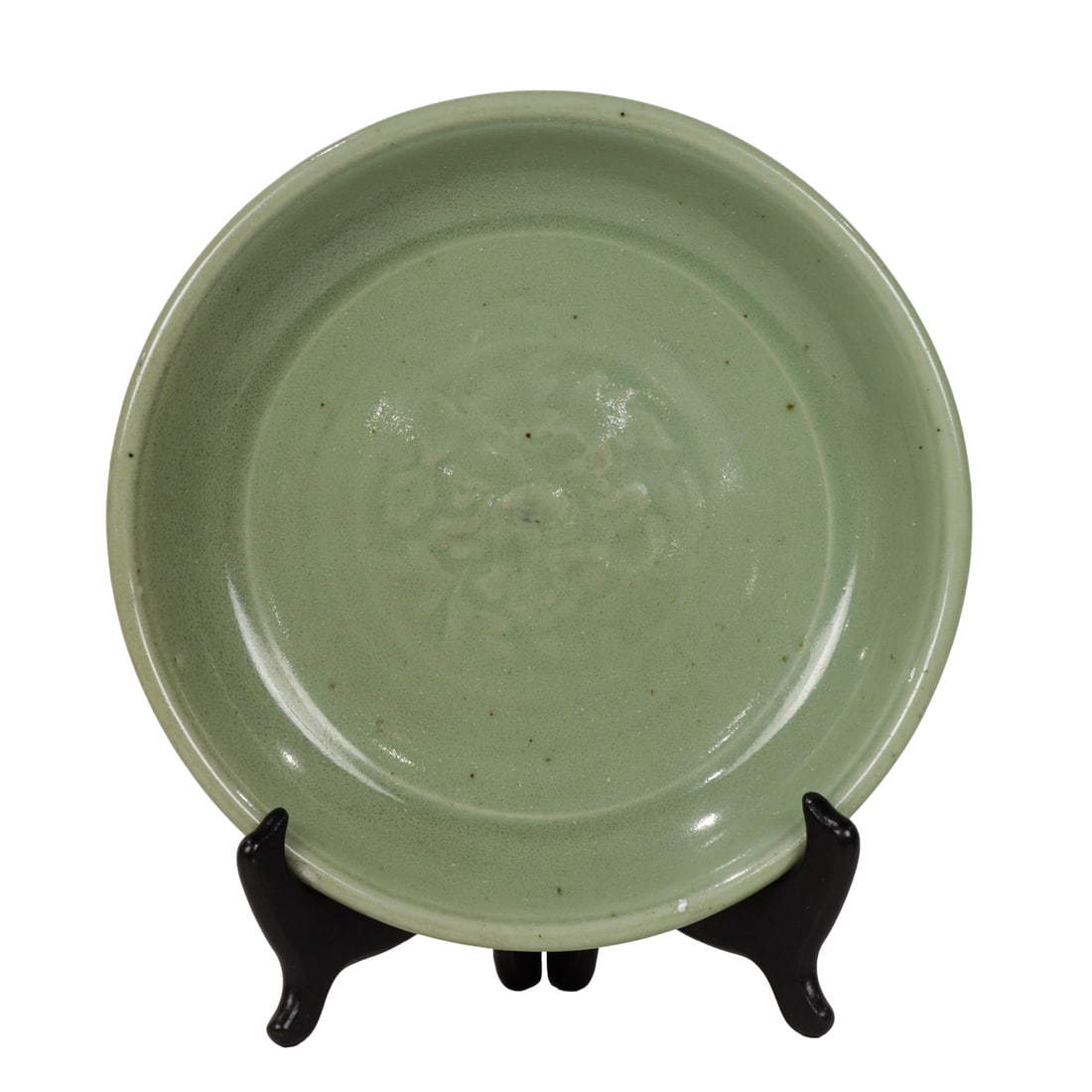 A Chinese Longquan celadon glazed 'peony' shallow bowl (1 of 3)