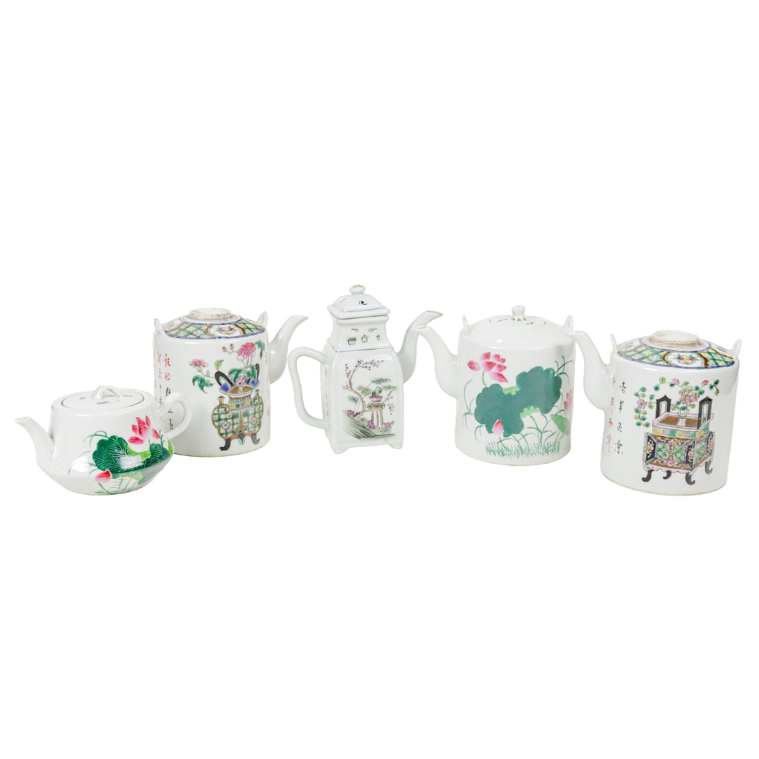 (lot of 5) Chinese famille rose teapots (1 of 5)