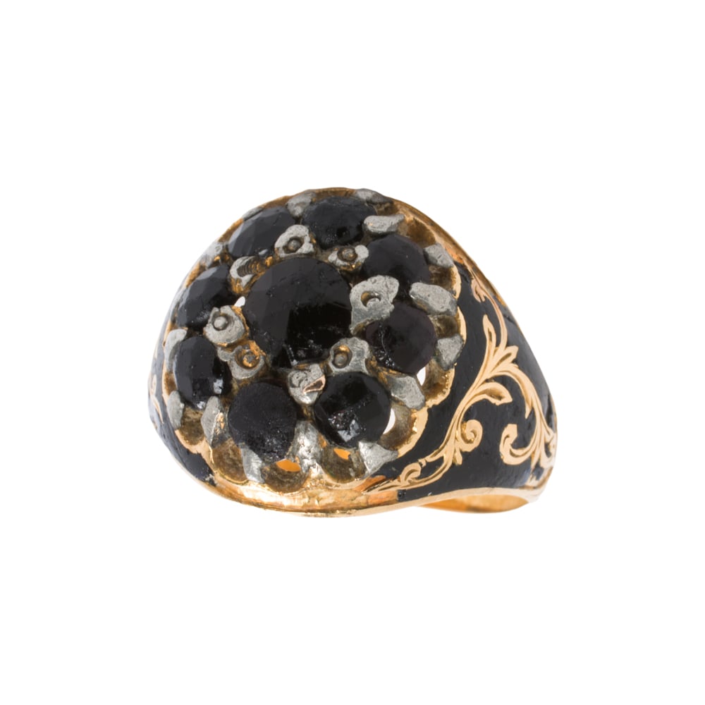 A Victorian paste, enamel, and 18k gold ring (1 of 1)