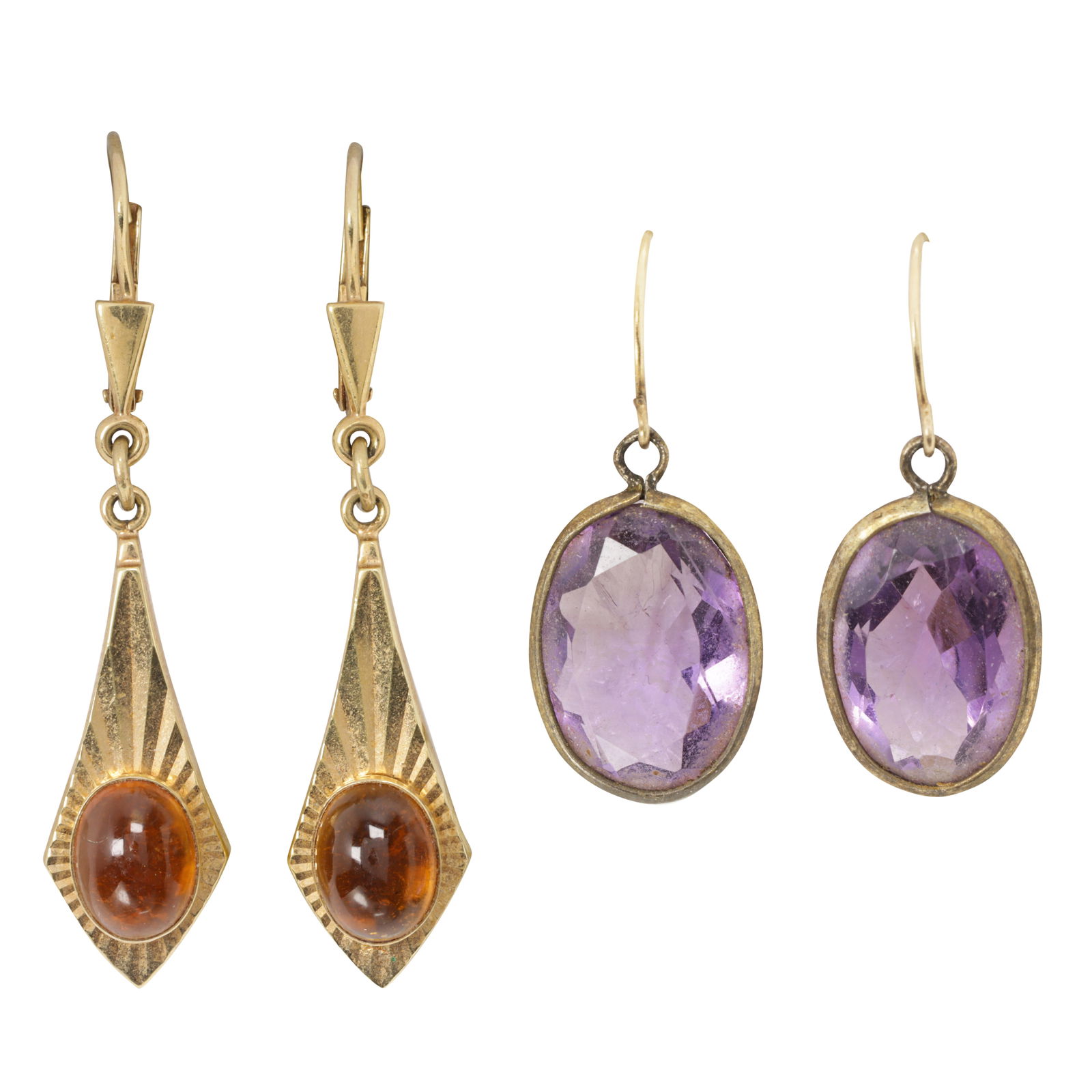 A pair of gemstone, 10k, and 14k gold earrings (1 of 1)