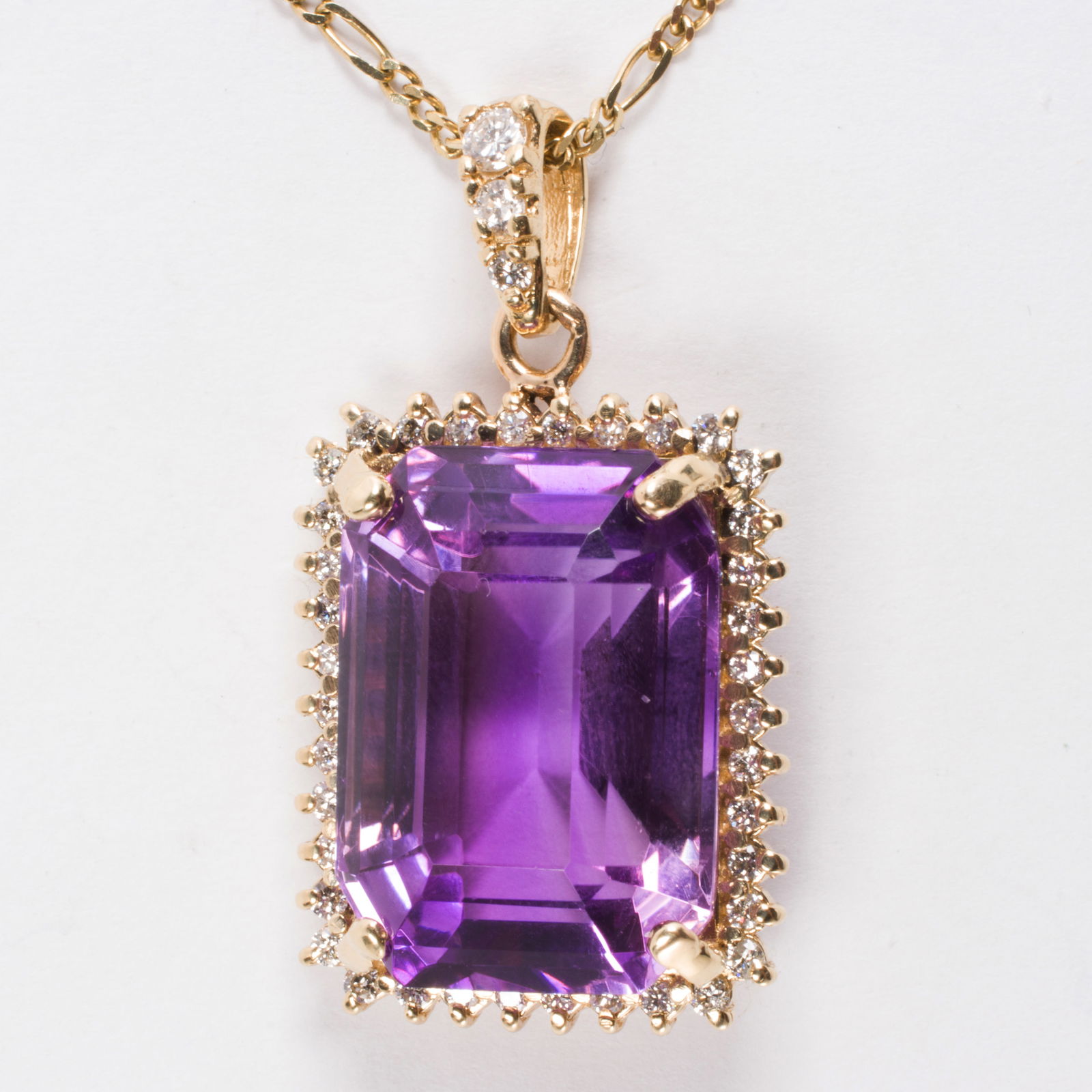 An amethyst, diamond and 14k gold pendant necklace (1 of 1)