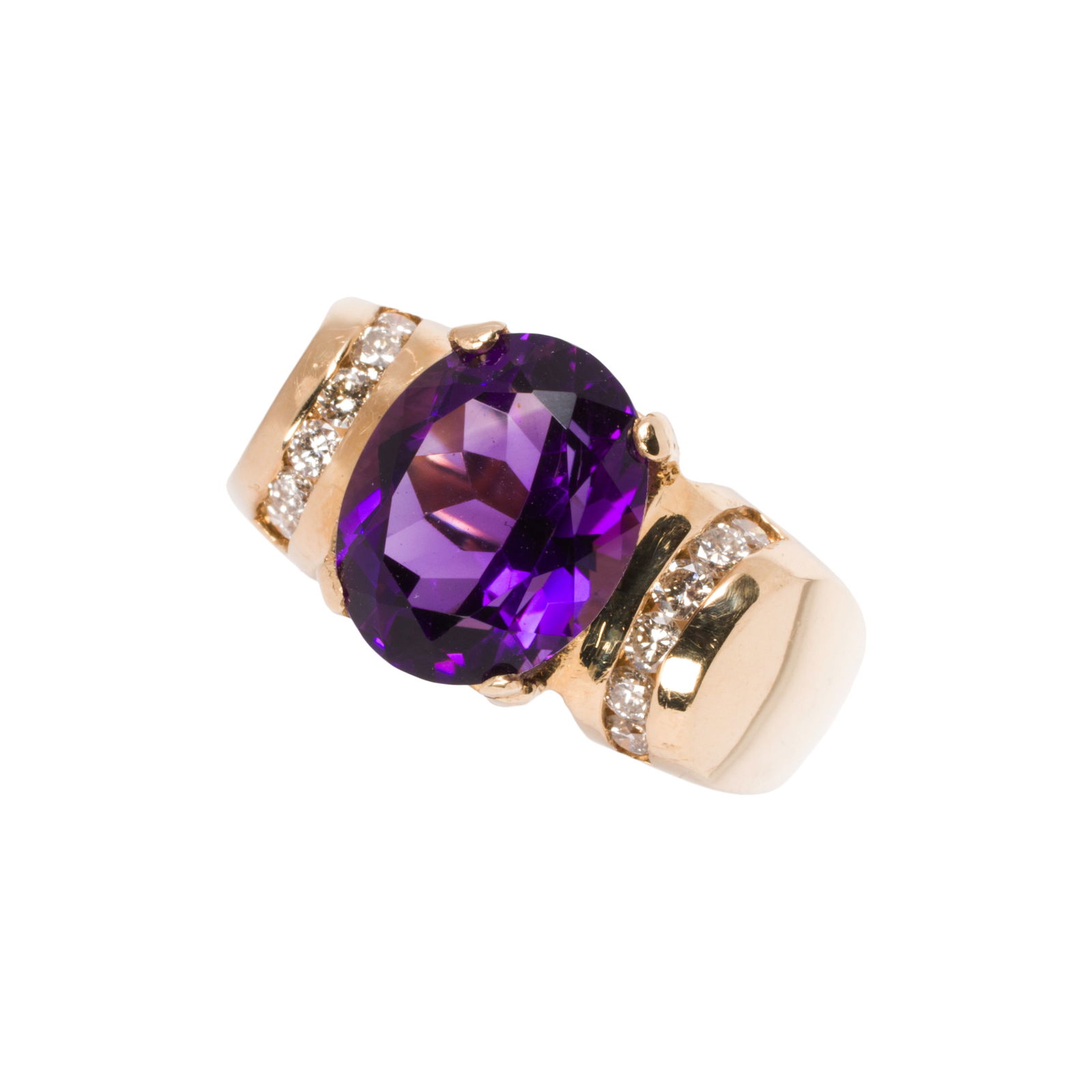 An amethyst, diamond, and 14k gold ring (1 of 1)