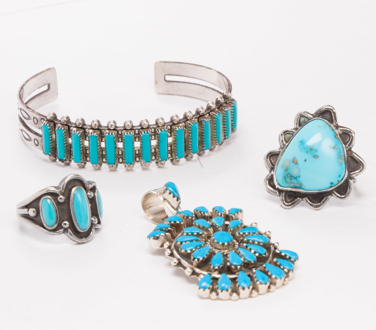 A group of turquoise and sterling silver Native American style jewelry (1 of 1)