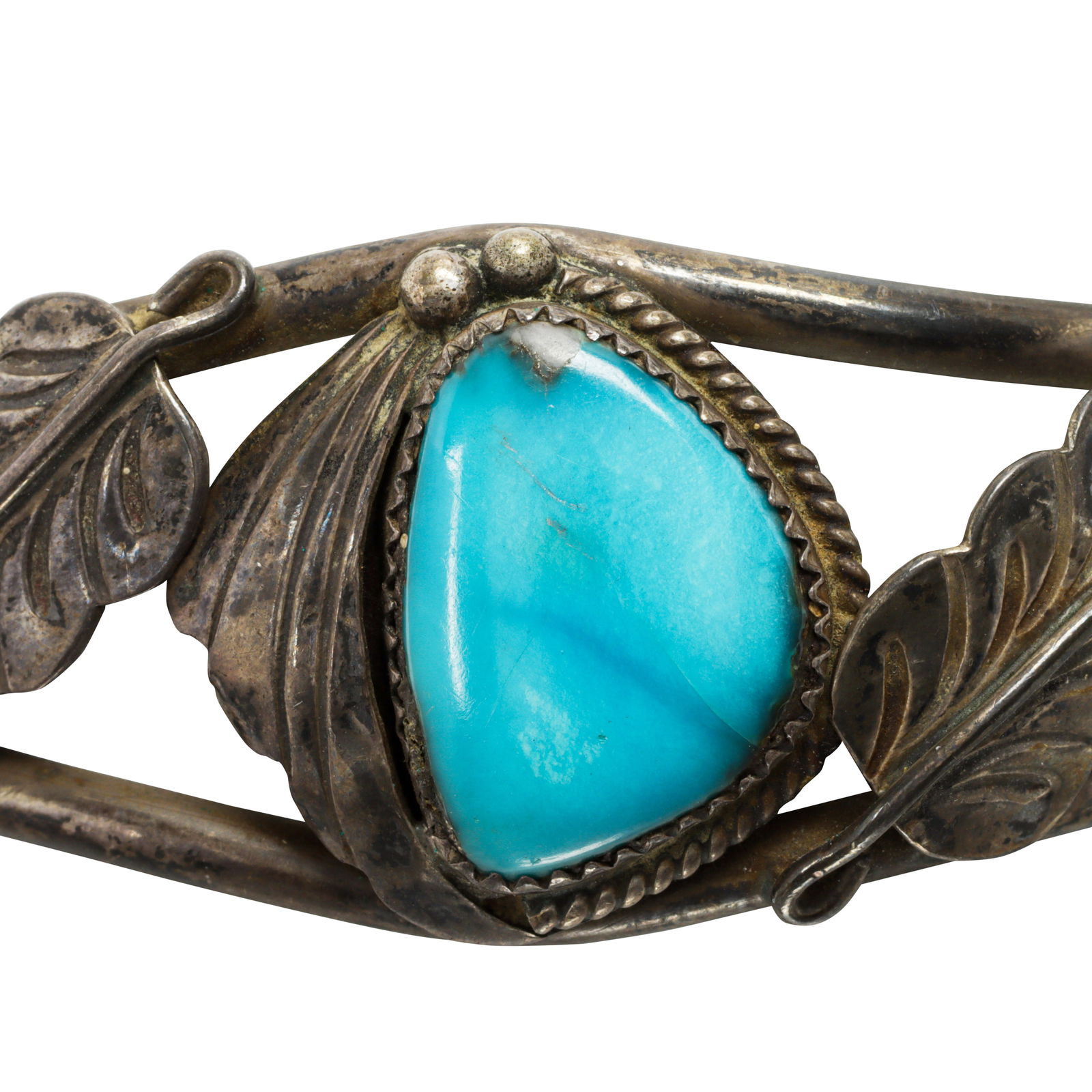 A Native American turquoise and silver bangle - 2