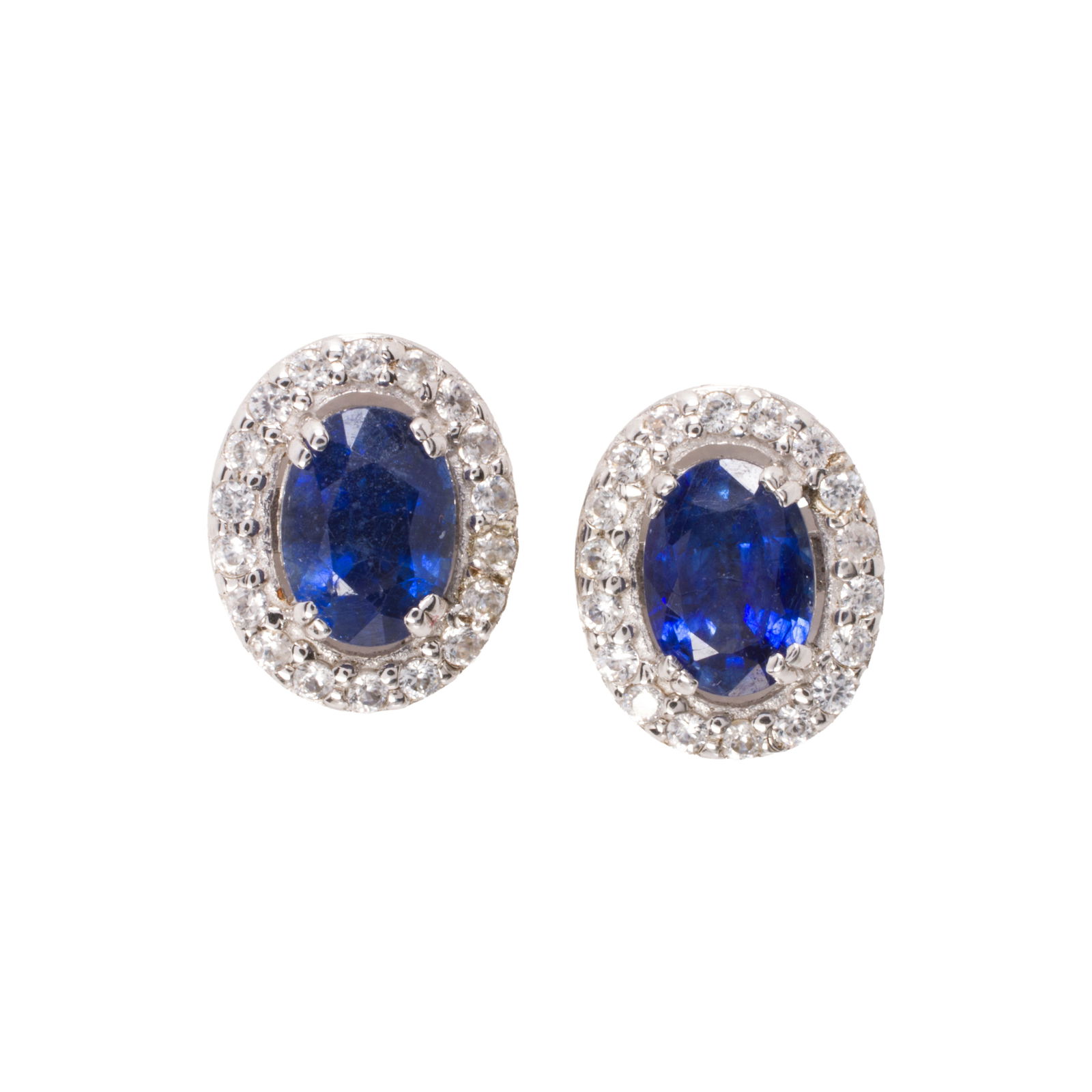 A pair of sapphire, zircon, and sterling silver earrings (1 of 1)