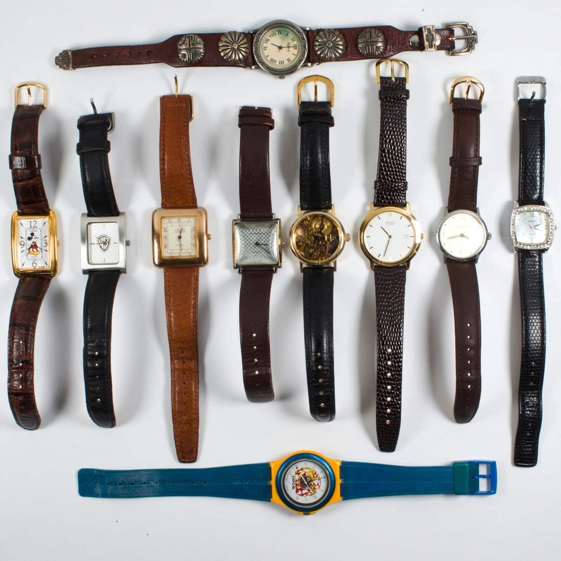 A group of miscellaneous watches: A group of miscellaneous watchesComprising an assortment of watches of varying sizes and styles; gross weight: 1.10 pounds
