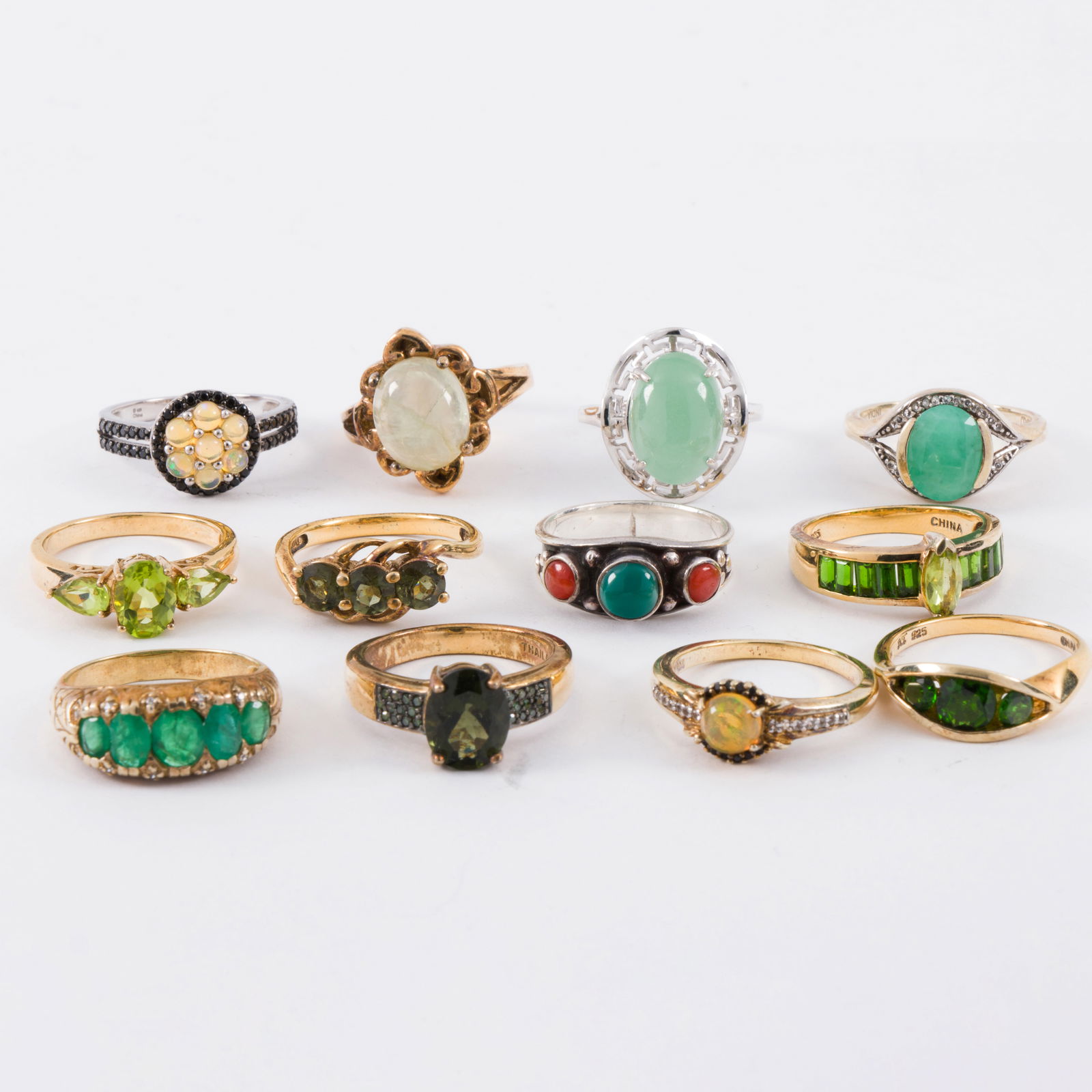 A group of silver and hardstone rings (1 of 1)