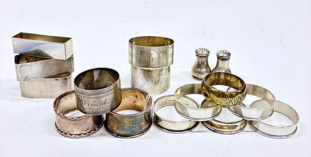 A Group of Fourteen American Sterling Napkin Rings (1 of 1)
