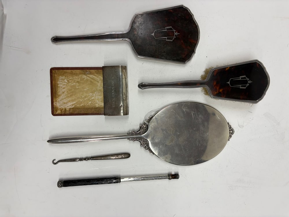 A Group of Sterling and Silverplate Dressing and Desk Articles (1 of 1)