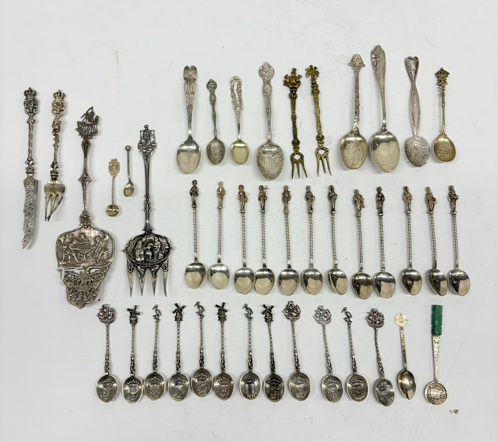 A Group of 800-Silver and Sterling Souvenir Spoons and Others (1 of 1)