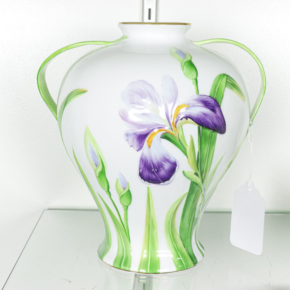 A Herend Porcelain Iris Decorated Vase: A Herend porcelain iris decorated vase, 7155-0-00/C, 9.5"h