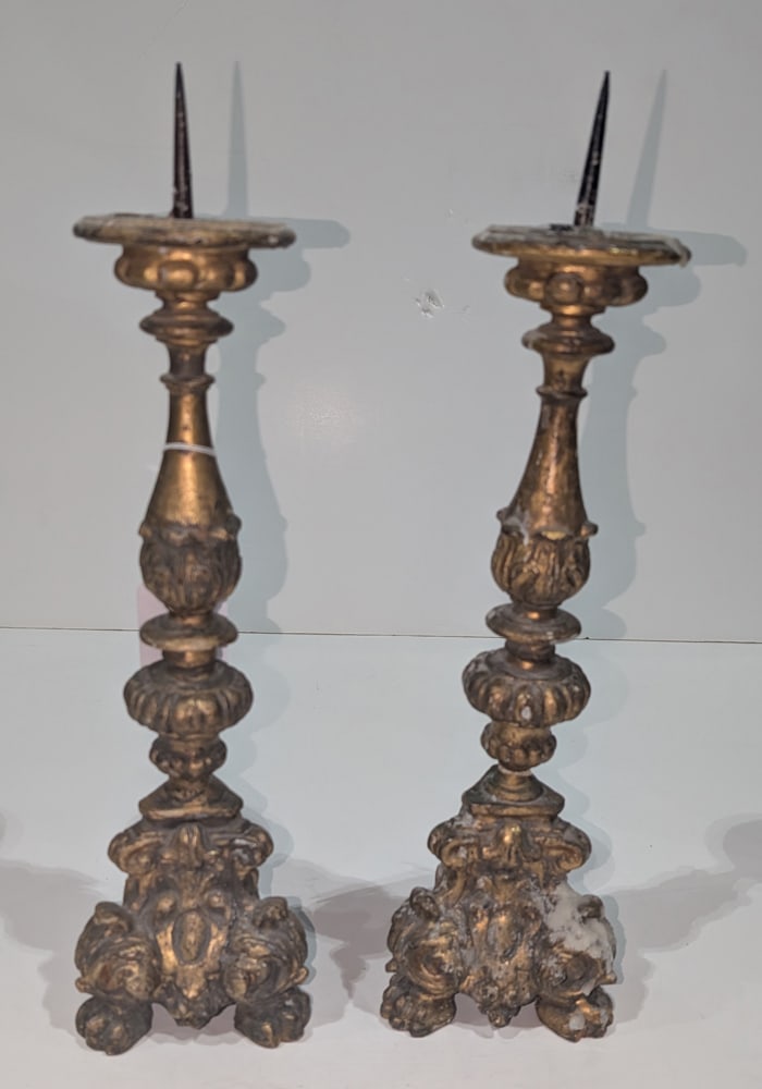 A pair of Continental Baroque giltwood candle prickets (1 of 1)
