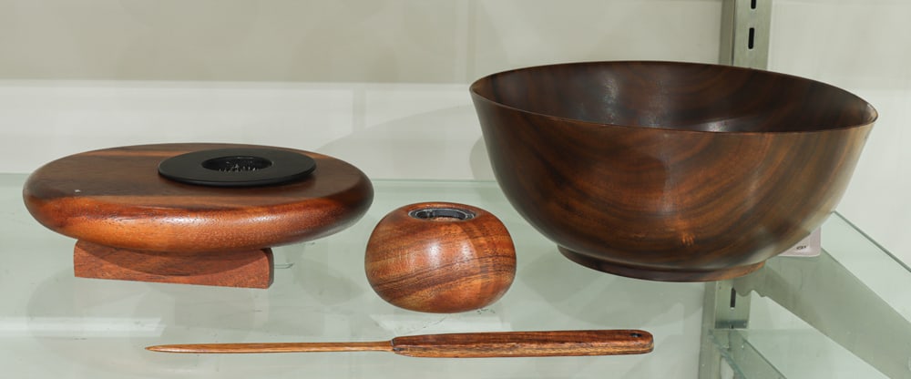 Four Hawaii Koa or Milo wood table accessories including Calvin Hamada (1 of 1)