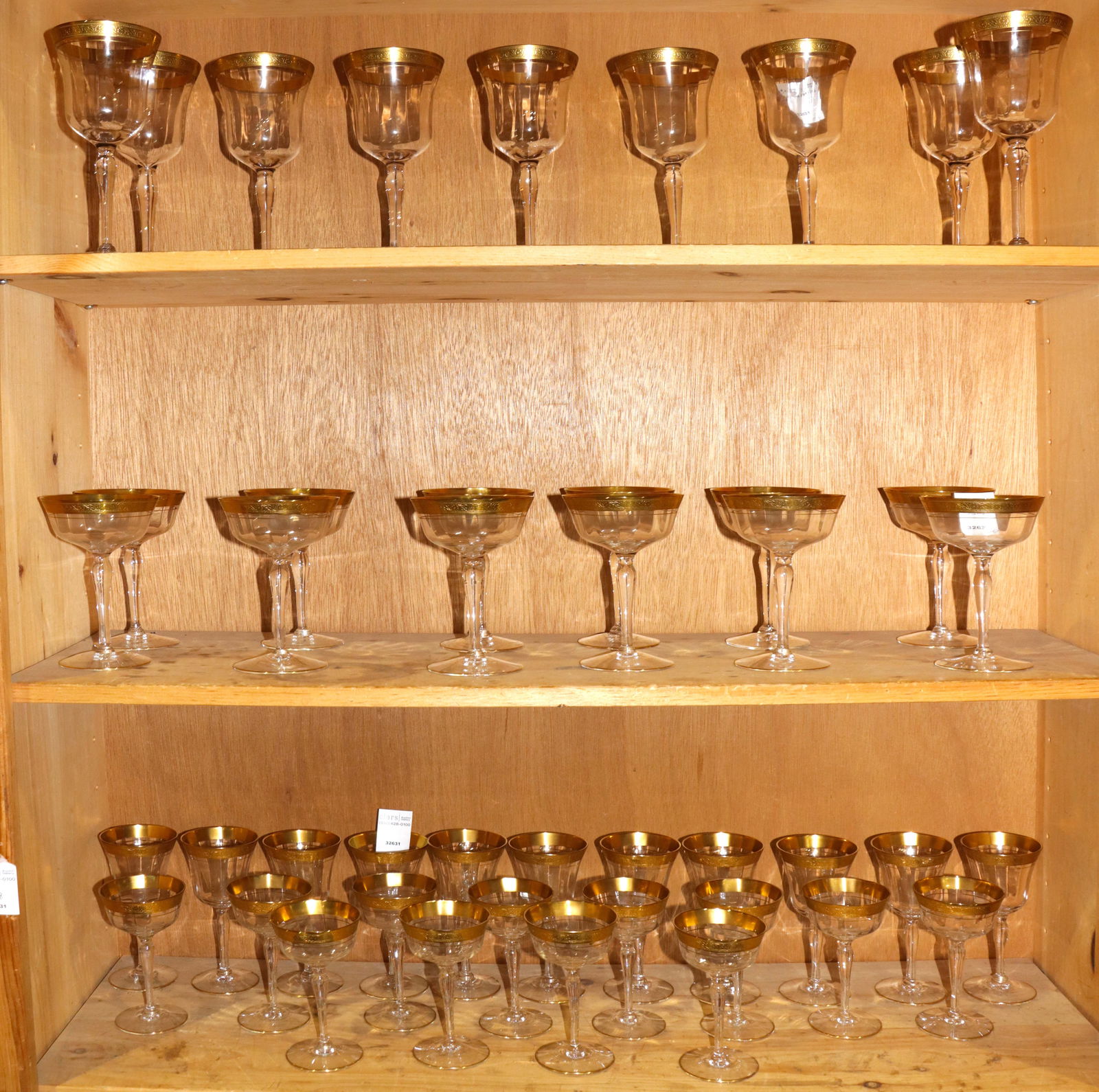 A Collection of Glass Stemware with Gilt Banded Rim (1 of 1)