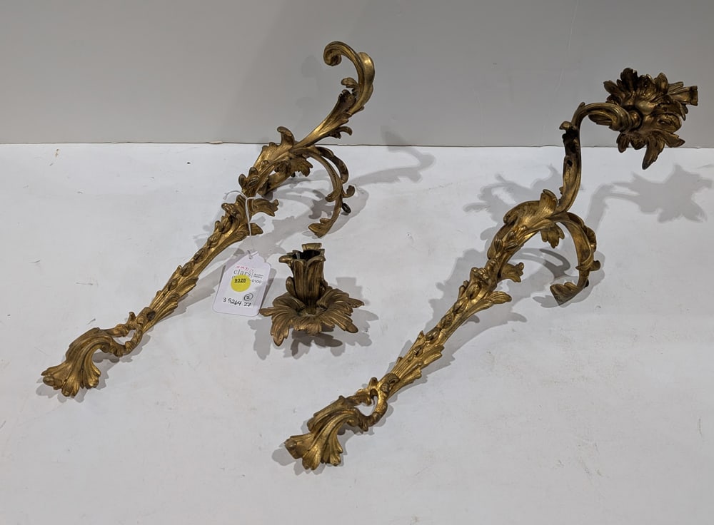A pair of Louis XV style gilt bronze wall sconces (1 of 1)
