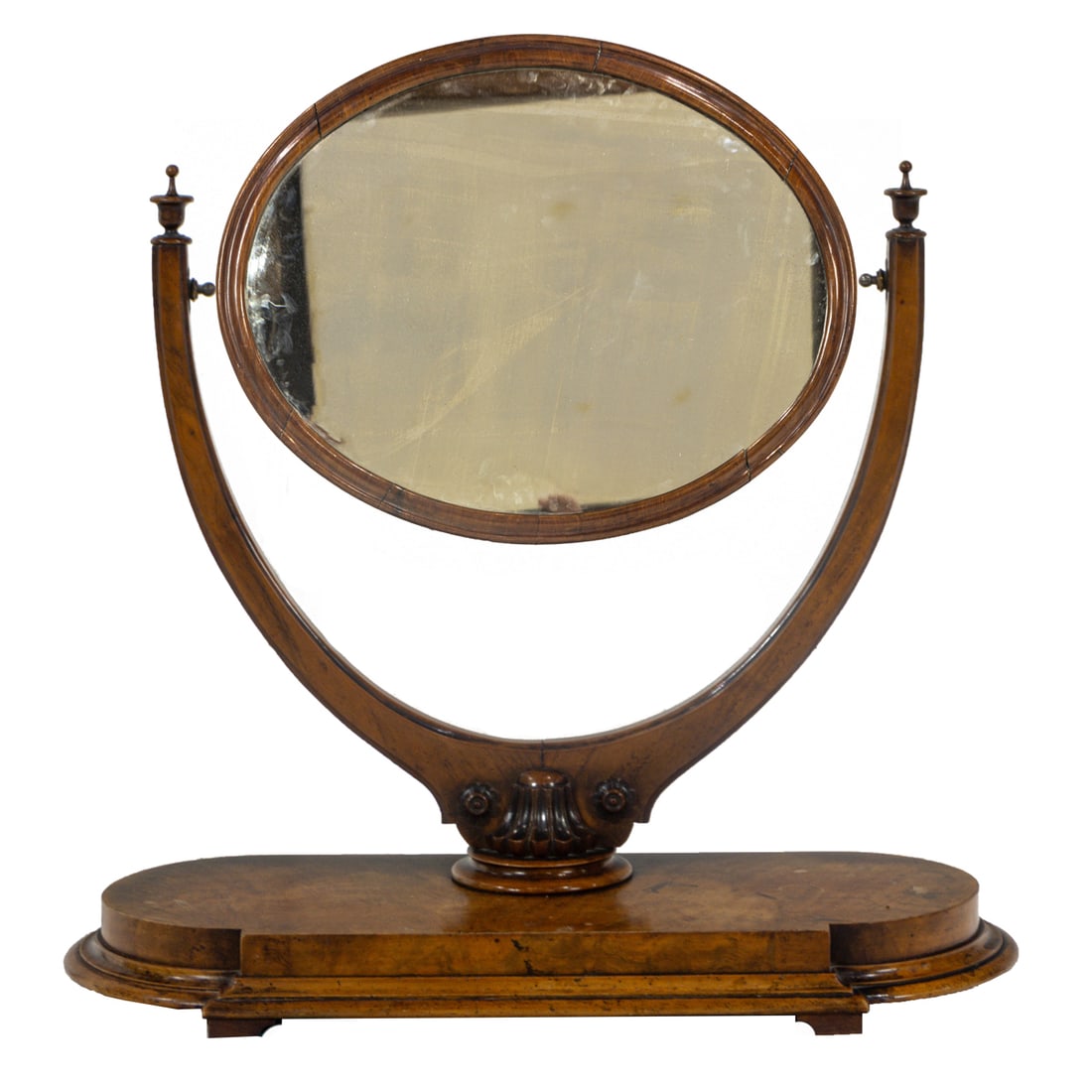 A large Victorian walnut oval table top dressing mirror (1 of 3)