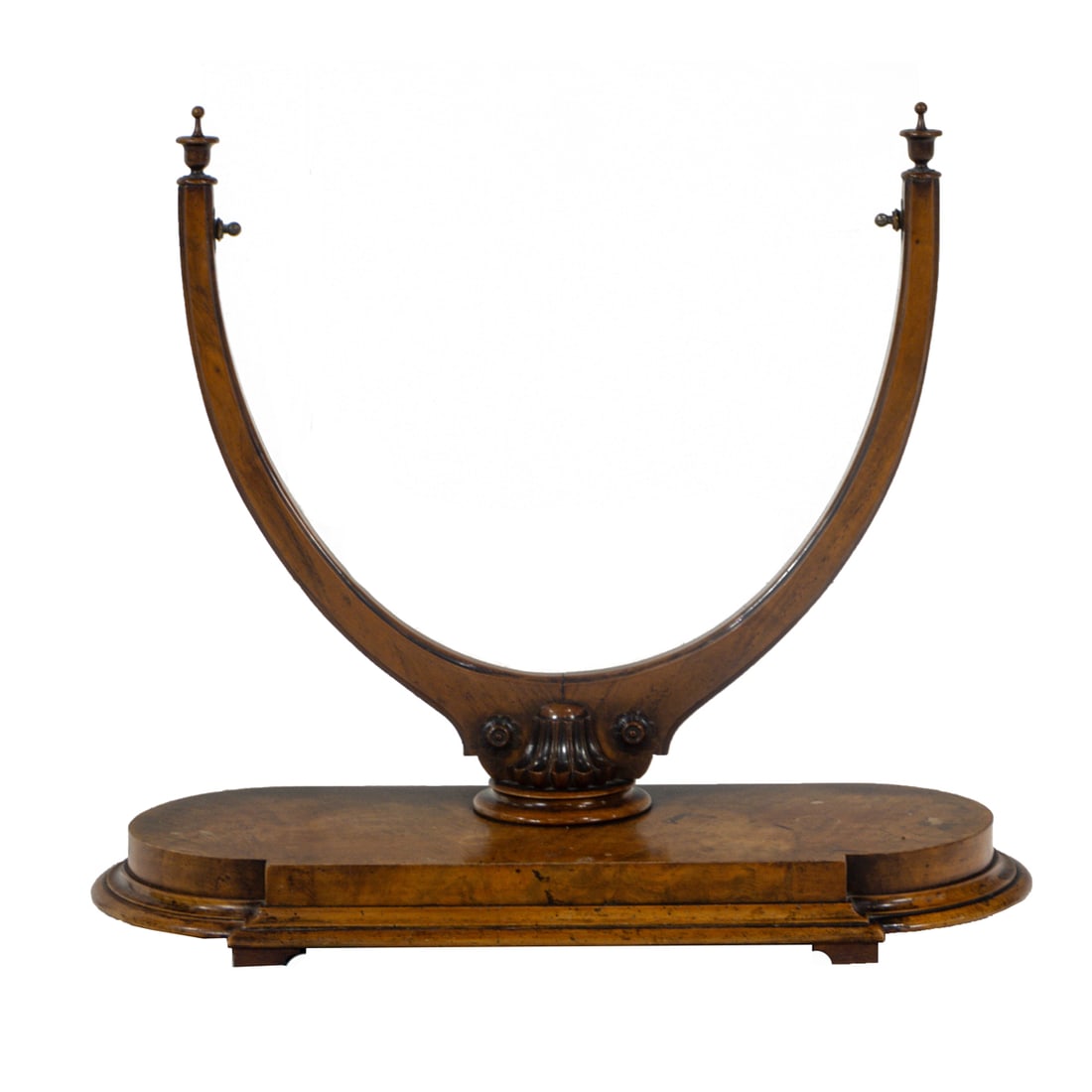 A large Victorian walnut oval table top dressing mirror - 2