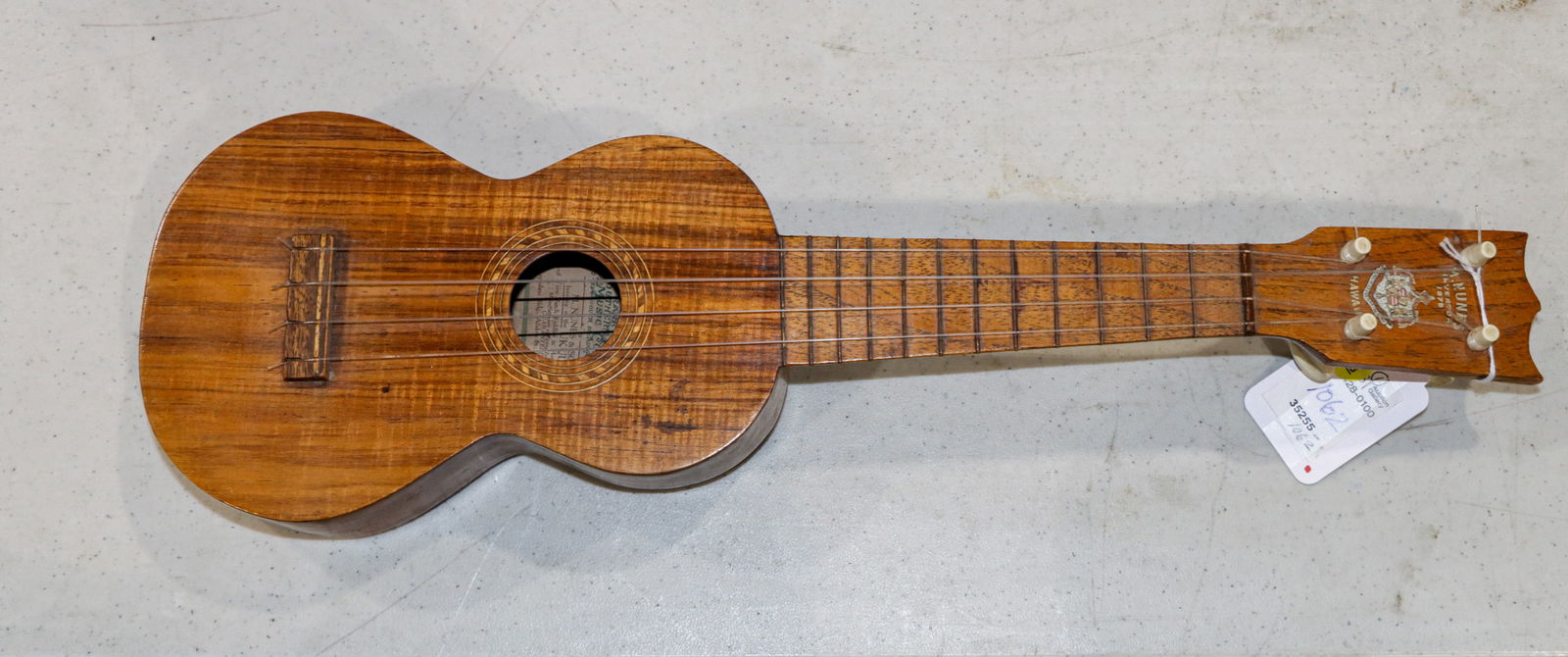 An M. Nunes and Sons Ukulele: An M. Nunes and Sons ukulele, interior label for the Frank J Hart Southern CA Music Co, and M. Nunes, Inventor of the Ukulele, Hawaii, 20.5"l