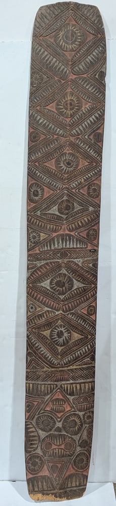 An Oceanic polychrome carved panel: An Oceanic polychrome carved panel, Papua New Guinea, approx 102"h x 15"w