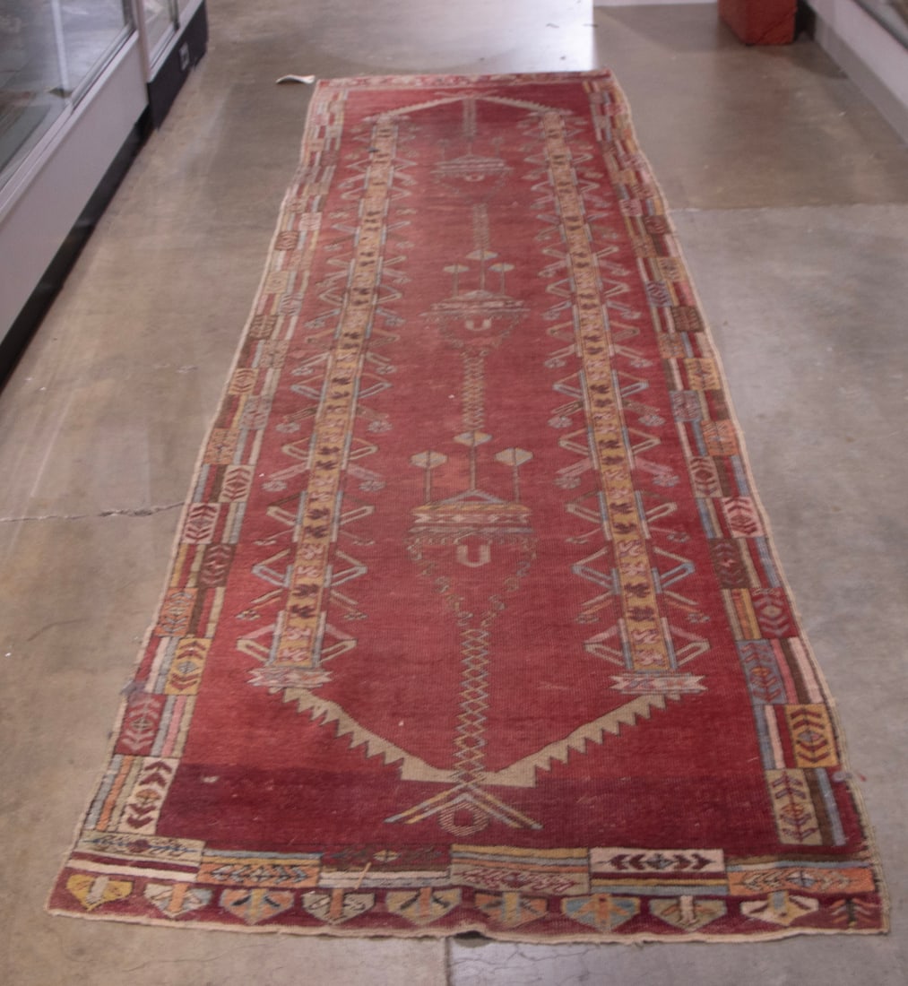 An antique Turkish Moghan runner: An antique Turkish Moghan runner, 3' x11'10"