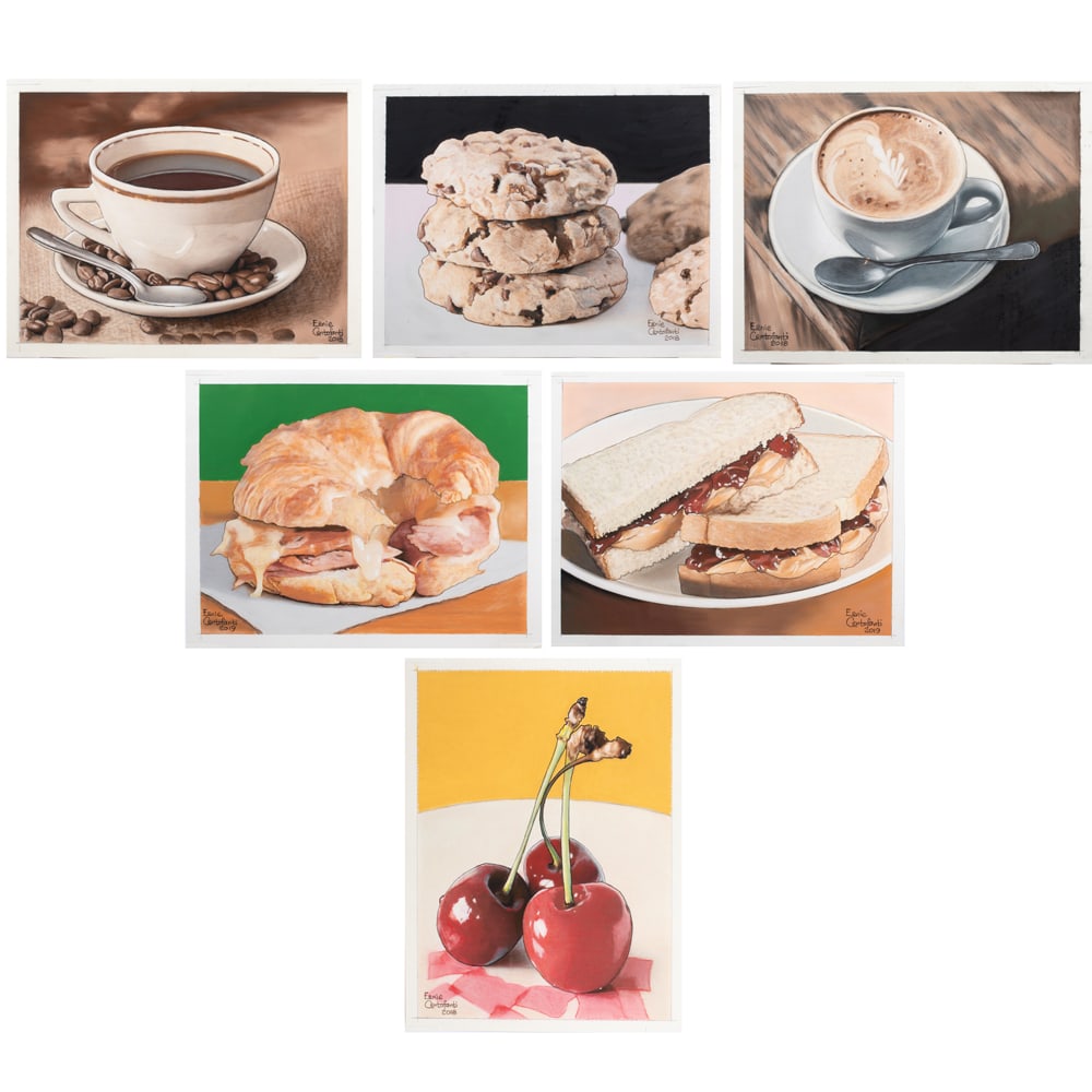 Works on paper, Ernie Centofanti: (lot of 5) Ernie Centofanti (American, b. 1956), Pictures of Food, pastel on paper, each signed and dated, sheet (unframed, for each): 14"h x 11"w/11"h x 14"w