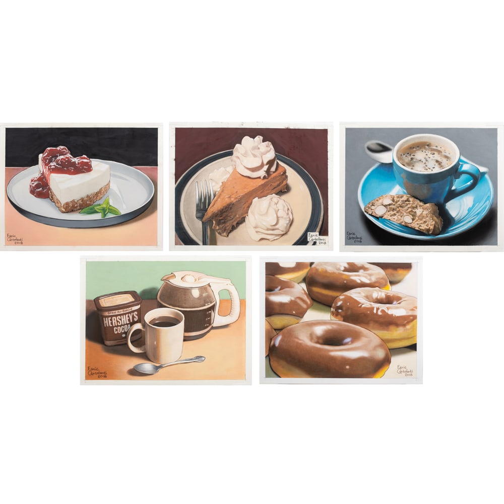 Works on paper, Ernie Centofanti: (lot of 5) Ernie Centofanti (American, b. 1956), Pictures of Food, pastel on paper, each signed and dated, sheet (unframed, for each): 14"h x 11"w/11"h x 14"w