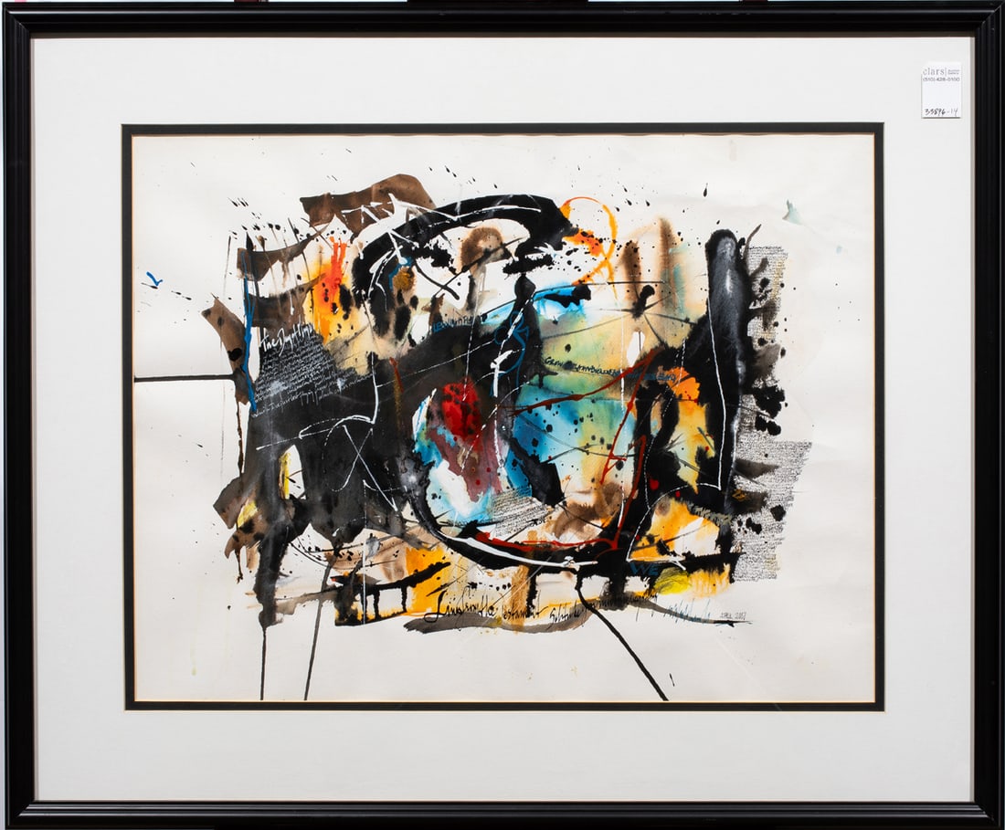 Mixed Media, American School (20th century): American School (20th century), Untitled, 2007, mixed media on paper, signed "A. Falk" and dated lower right, overall (with frame): 27"h x 33"w