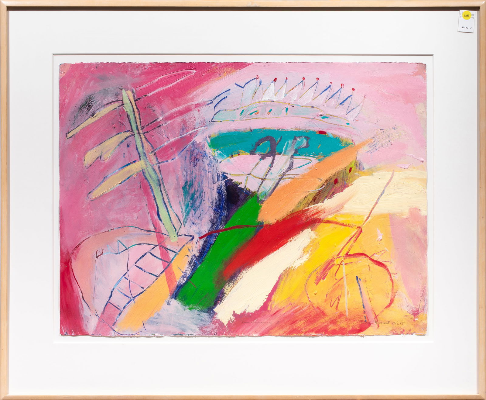 Work on paper, Louise Boisvert: Louise Boisvert (Canadian, 1955-2014), Untitled, 1985, acrylic on paper, signed and dated lower right, overall (with frame): 33"h x 40"w