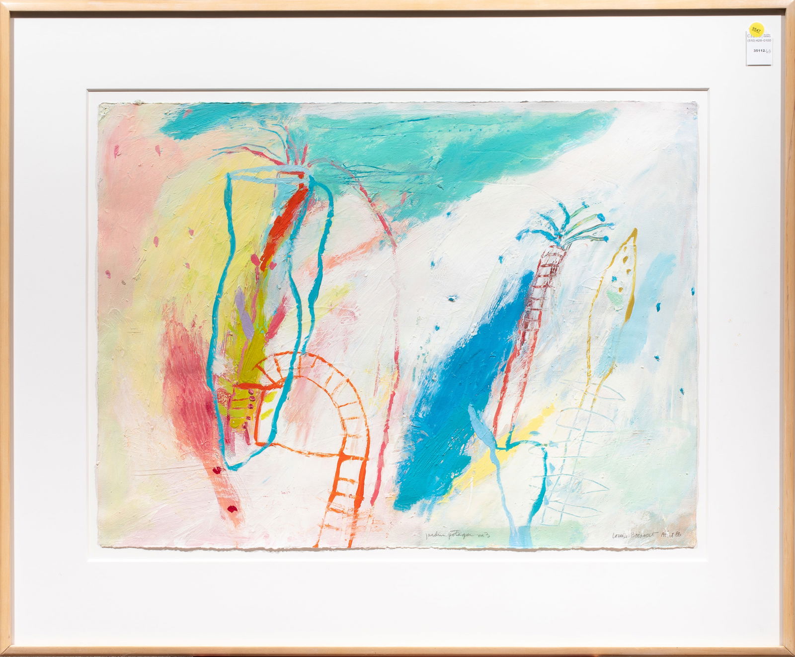 Work on paper, Louise Boisvert: Louise Boisvert (Canadian, 1955-2014), Untitled, 1986, acrylic on paper, signed and dated lower right, overall (with frame): 33"h x 40"w